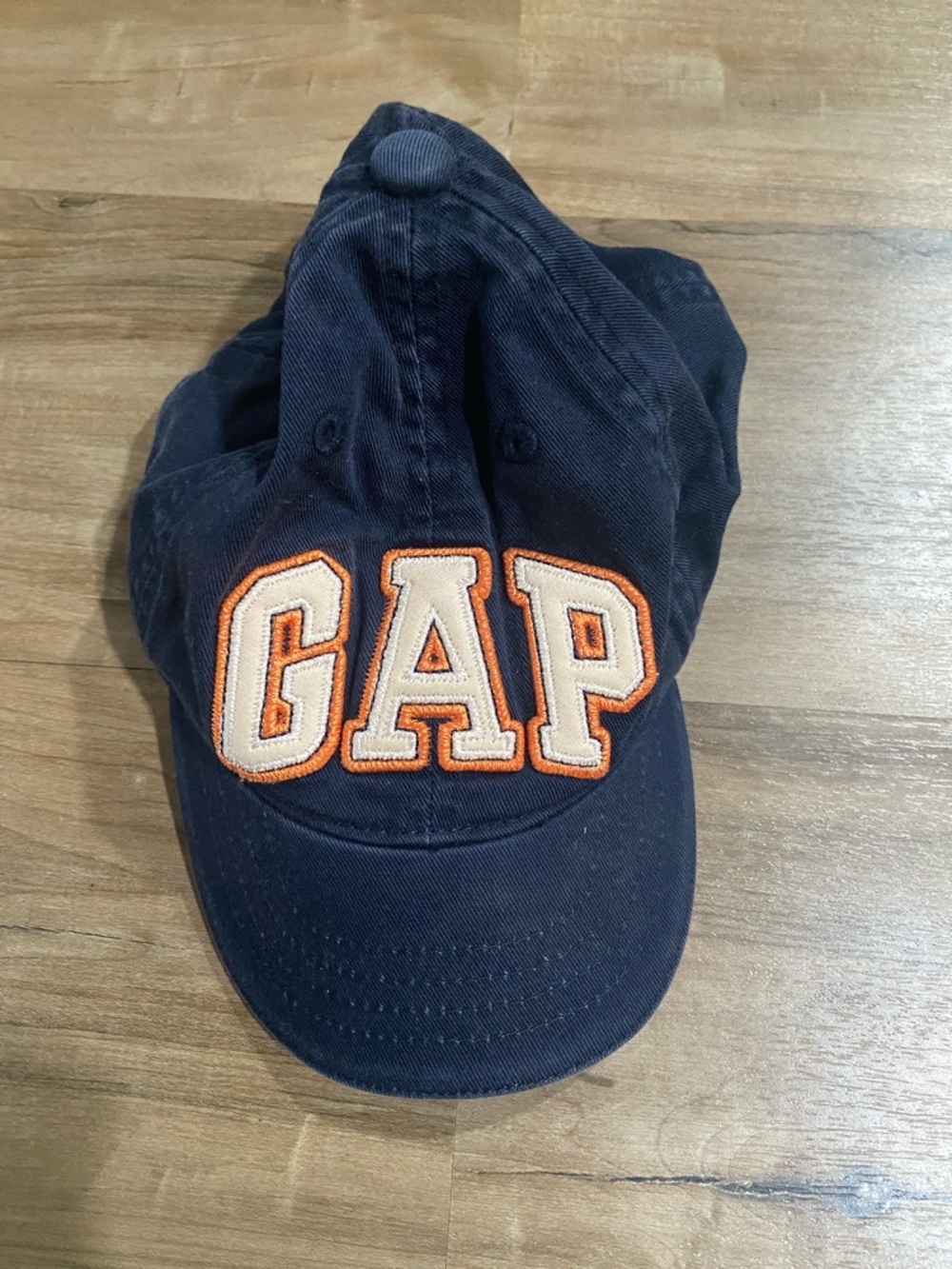 Vintage GAP Kids Navy Cap with Cream and Orange Logo